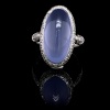 A CHALCEDONEY DIAMOND DRESS RING