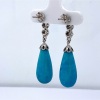 A PAIR OF HOWLITE AND DIAMOND DROP EARRINGS - 3