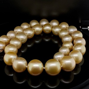 A GRADUATED STRAND OF GOLDEN SOUTH SEA PEARLS