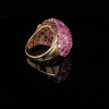 A PINK SAPPHIRE AND DIAMOND BOMBE RING - 3