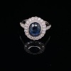 A BURMESE SAPPHIRE AND DIAMOND RING - 2