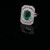 AN ART DECO STYLE EMERALD AND DIAMOND RING - 2