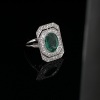 AN ART DECO STYLE EMERALD AND DIAMOND RING - 3