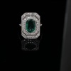 AN ART DECO STYLE EMERALD AND DIAMOND RING - 5