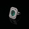 AN ART DECO STYLE EMERALD AND DIAMOND RING - 6
