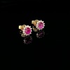 A PAIR OF PINK SAPPHIRE AND DIAMOND STUD EARRINGS - 5