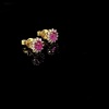 A PAIR OF PINK SAPPHIRE AND DIAMOND STUD EARRINGS - 7