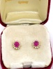 A PAIR OF PINK SAPPHIRE AND DIAMOND STUD EARRINGS - 8