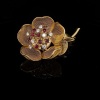 A VINTAGE FRENCH DIAMOND AND RUBY FLOWER BROOCH - 5