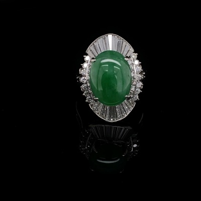 A JADEITE AND DIAMOND RING