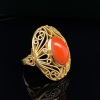 A CORAL AND DIAMOND RING - 3