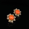 A PAIR OF CORAL AND DIAMOND EARRINGS - 3