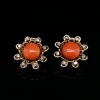 A PAIR OF CORAL AND DIAMOND EARRINGS - 4
