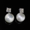 A PAIR OF SOUTH SEA PEARL AND DIAMOND DROP EARRINGS