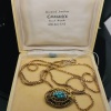 AN ANTIQUE TURQUOISE BROOCH/PENDANT ON GOLD CHAIN - 3