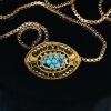 AN ANTIQUE TURQUOISE BROOCH/PENDANT ON GOLD CHAIN - 5
