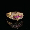 A VICTORIAN RUBY AND SEED PEARL GOLD RING - 3