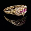 A VICTORIAN RUBY AND SEED PEARL GOLD RING - 4