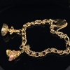 AN ANTIQUE GOLD BRACELET WITH FOB & NATURAL NUGGET CHARM - 2