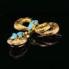 AN ANTIQUE AUSTRALIAN TURQUOISE SET MORNING BROOCH - 2