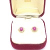 A PAIR OF PINK SAPPHIRE AND DIAMOND STUD EARRINGS - 6