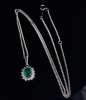 A COLOMBIAN EMERALD AND DIAMOND PENDANT NECKLACE - 2