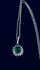 A COLOMBIAN EMERALD AND DIAMOND PENDANT NECKLACE - 4