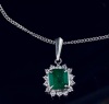 A COLOMBIAN EMERALD AND DIAMOND PENDANT NECKLACE - 7
