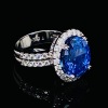 AN IMPRESSIVE CEYLON SAPPHIRE AND DIAMOND CLUSTER RING - 4