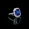 A TANZANITE AND DIAMOND CLUSTER RING - 2