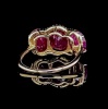 A THREE STONE RUBY AND DIAMOND RING - 4