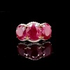 A THREE STONE RUBY AND DIAMOND RING - 5