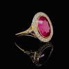 A RUBY AND DIAMOND CLUSTER RING - 2