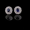 A PAIR OF BURMESE SAPPHIRE AND DIAMOND CLUSTER EARRINGS - 2