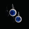 A PAIR OF TANZANITE AND DIAMOND EARRINGS