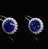 A PAIR OF TANZANITE AND DIAMOND EARRINGS - 3