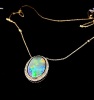 AN OPAL AND DIAMOND PENDANT NECKLACE - 2