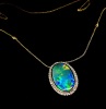 AN OPAL AND DIAMOND PENDANT NECKLACE - 4
