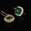 A PAIR OF EMERALD AND DIAMOND EARRINGS - 5