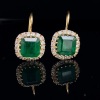 A PAIR OF EMERALD AND DIAMOND EARRINGS - 7