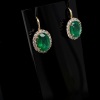A PAIR OF EMERALD AND DIAMOND EARRINGS - 2