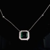 AN EMERALD AND DIAMOND PENDANT NECKLACE - 2