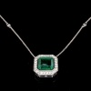 AN EMERALD AND DIAMOND PENDANT NECKLACE - 3