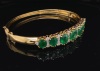 AN EMERALD AND DIAMOND HINGED BANGLE - 2