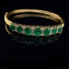 AN EMERALD AND DIAMOND HINGED BANGLE - 3