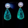 A PAIR OF COLOMBIAN EMERALD AND DIAMOND EARRINGS