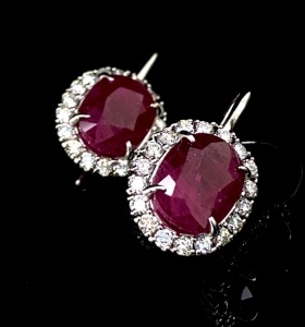 A PAIR OF RUBY AND DIAMOND EARRINGS