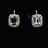 A PAIR OF AQUAMARINE AND DIAMOND DROP EARRINGS - 2