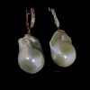 A PAIR OF SOUTH SEA PEARL AND DIAMOND DROP EARRINGS