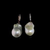 A PAIR OF SOUTH SEA PEARL AND DIAMOND DROP EARRINGS - 3